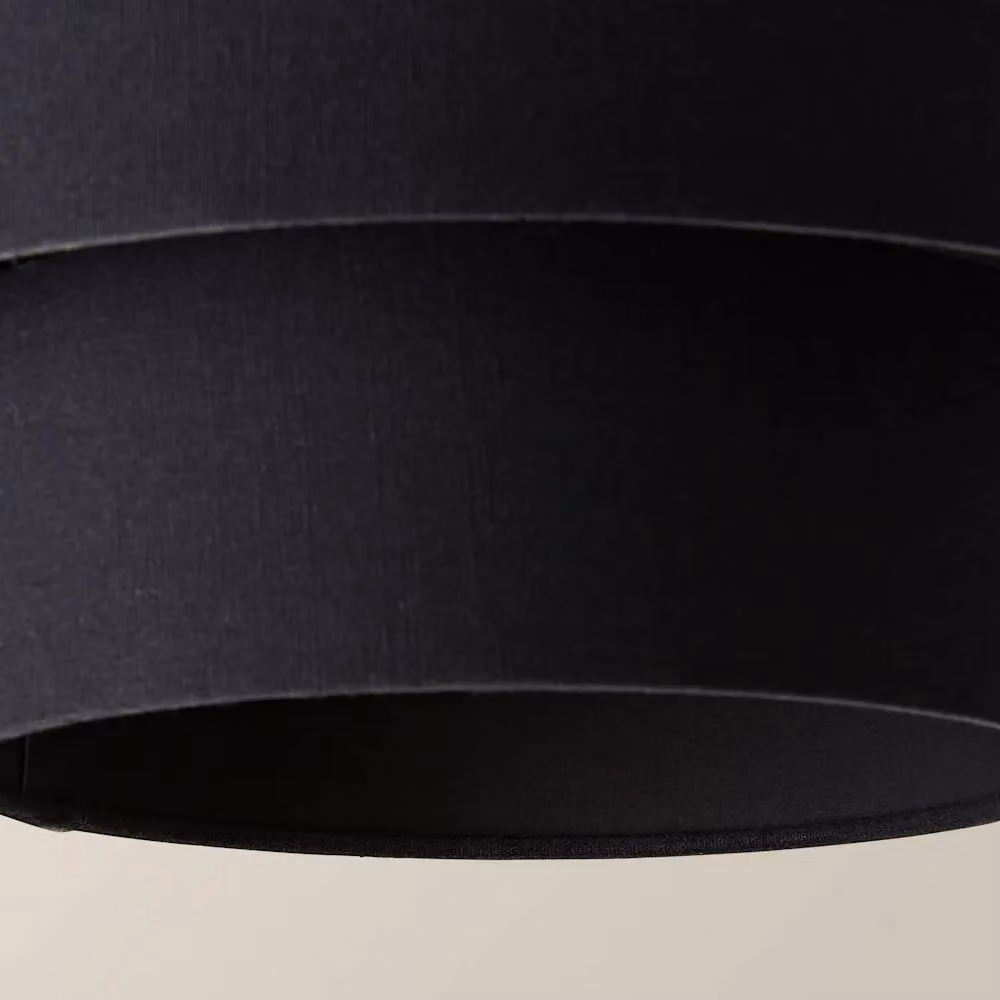 ValueLights Jodie Two Tier Linen Drum Ceiling Lamp Shade in Black and Green – 4