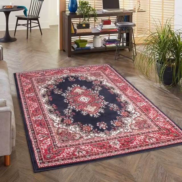 DS Living Classic Oriental Rectangular Rug in Blue, W/D/H: 60 x 110 cm