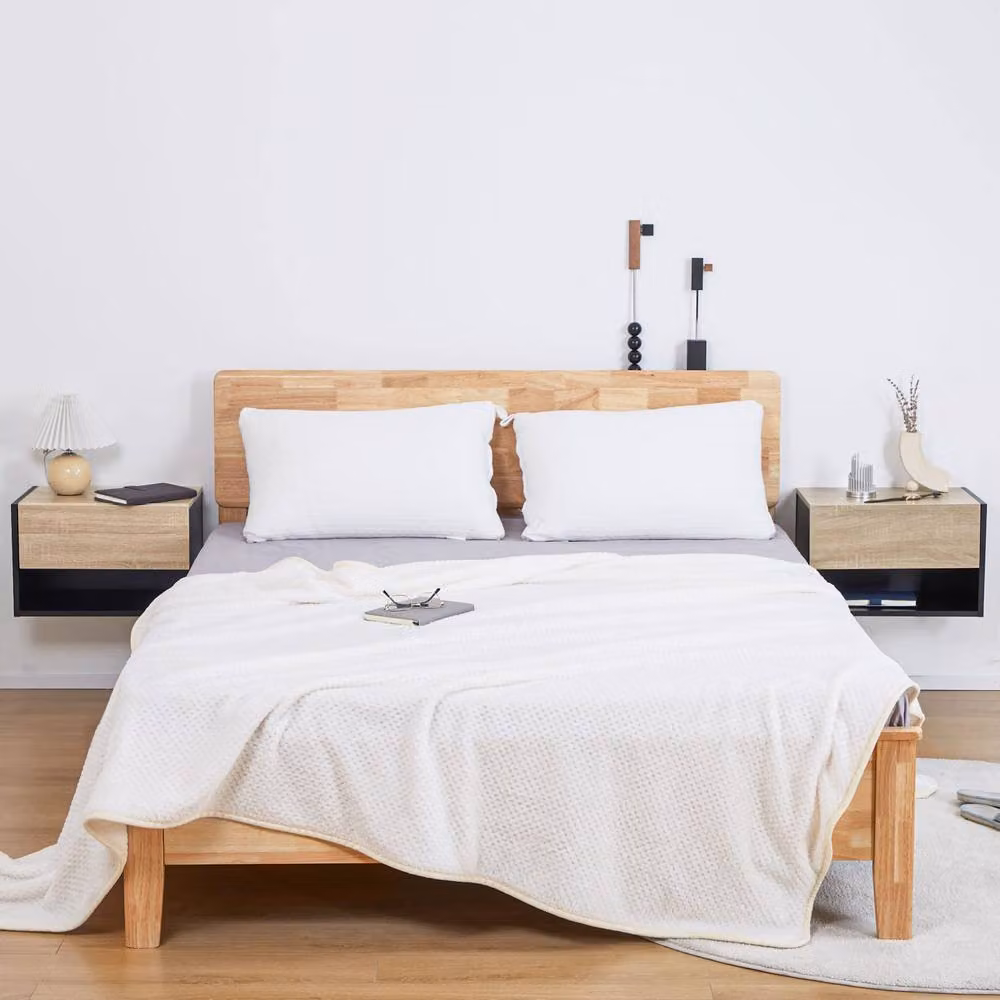 Wyld Haus Sebato Set of 2 Black Oak Tone Floating Bedside Tables with Drawer and Shelf – 5