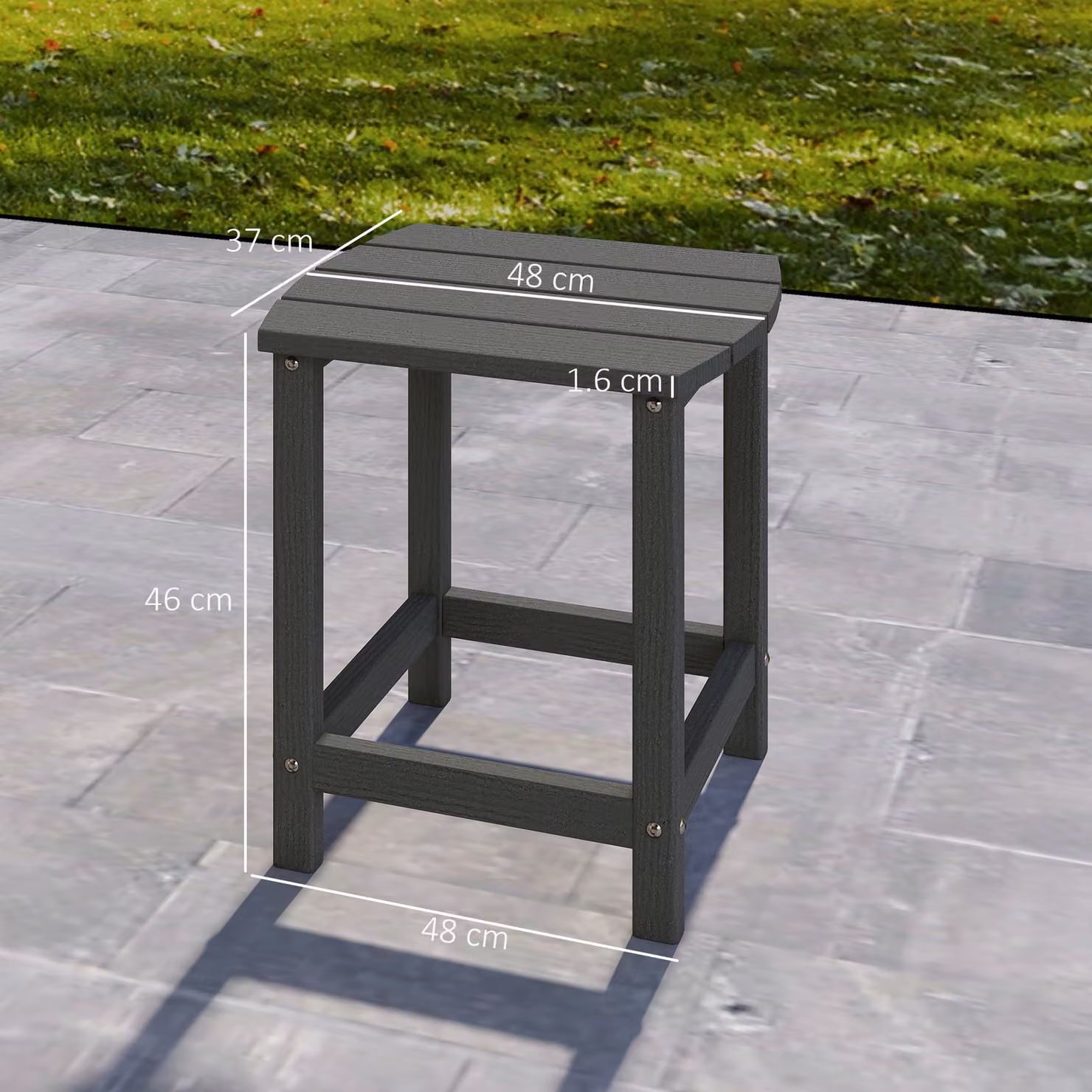Outsunny Grey All-Weather Adirondack Outdoor Side Table for Garden and Terrace, W/D/H: 46 x 37 x 48 cm – 3