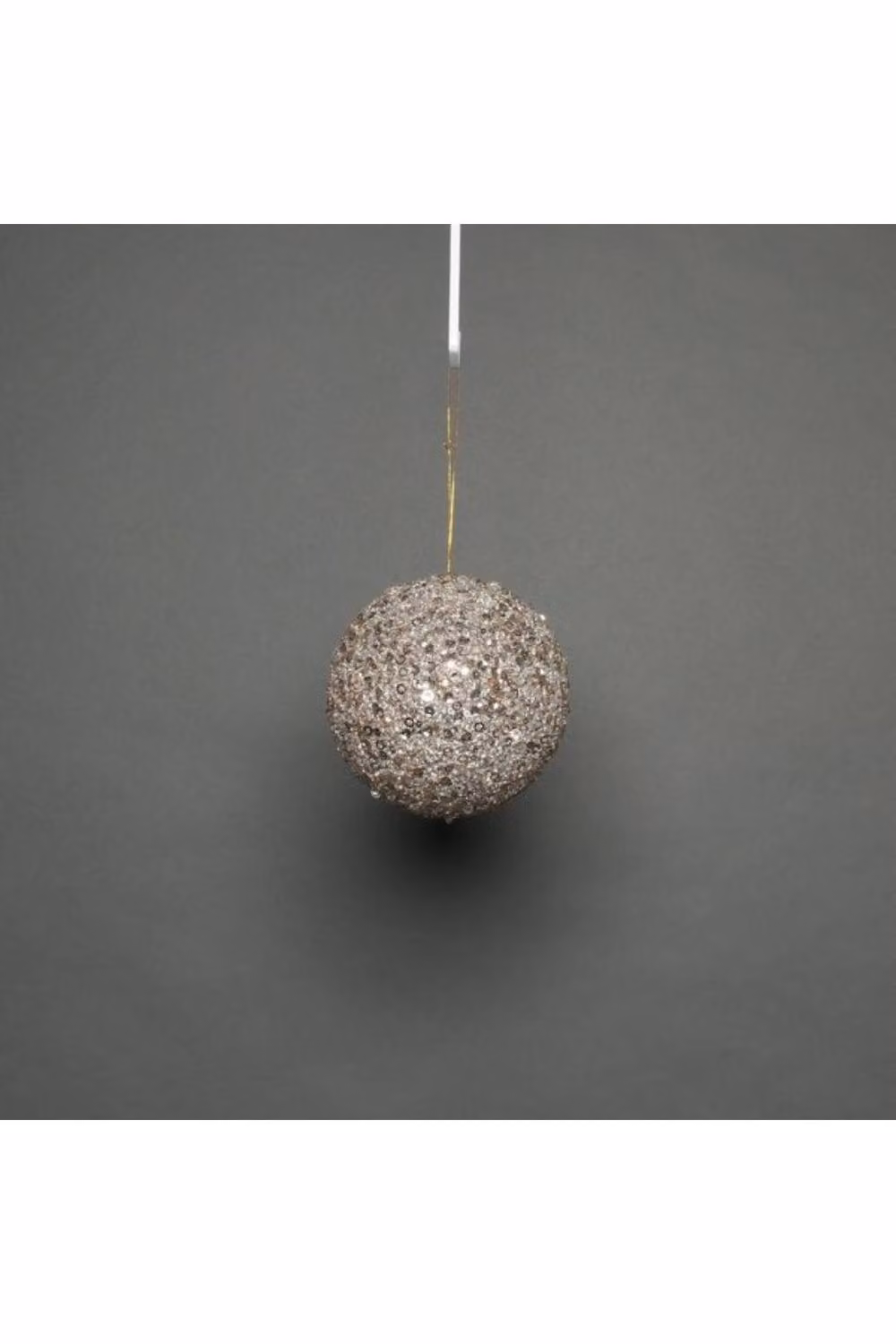 KDMD Champagne Glitter Bauble 3 Pack in Grey and Gold, Diameter: 8 cm – 2
