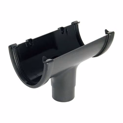 FloPlast Cast Iron Effect Deepflow/Hi-Cap Gutter Running Outlet, Black, W: 115 mm, H: 75 mm