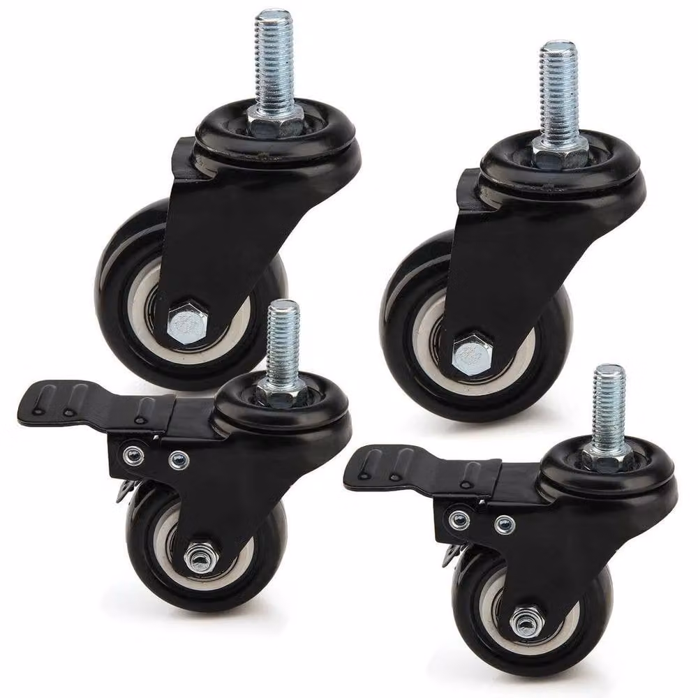 FLAVORA 4 Pack Black Polyurethane Swivel Castor Wheels 50mm – 4