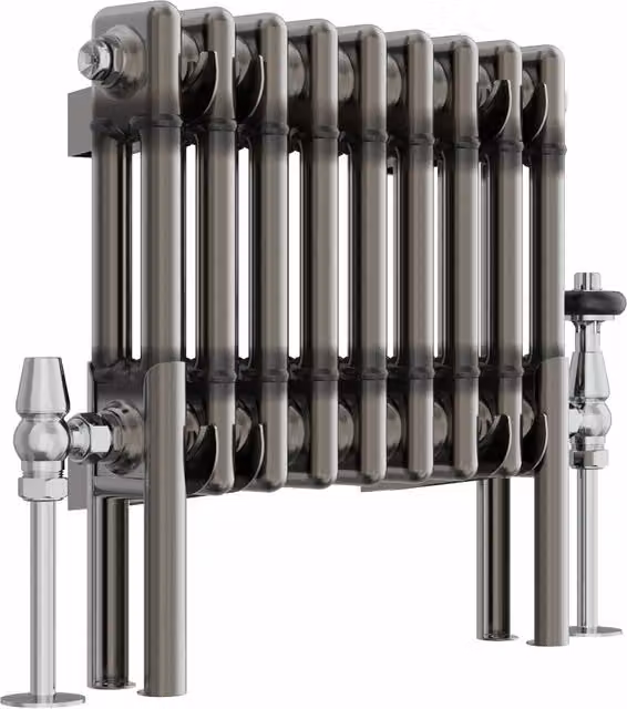 Right Radiators Raw Metal Cast Iron Style Double Column Horizontal Radiator in Steel, Height: 42.5 cm