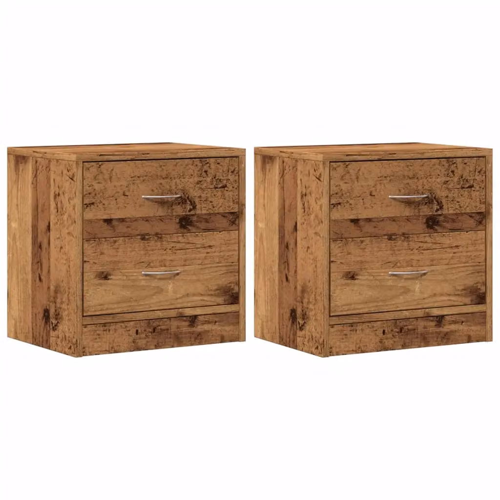 Berkfield Home Set of 2 Bedside Cabinets in Old Wood Brown, W/D/H: 40 x 30 x 40 cm – 2
