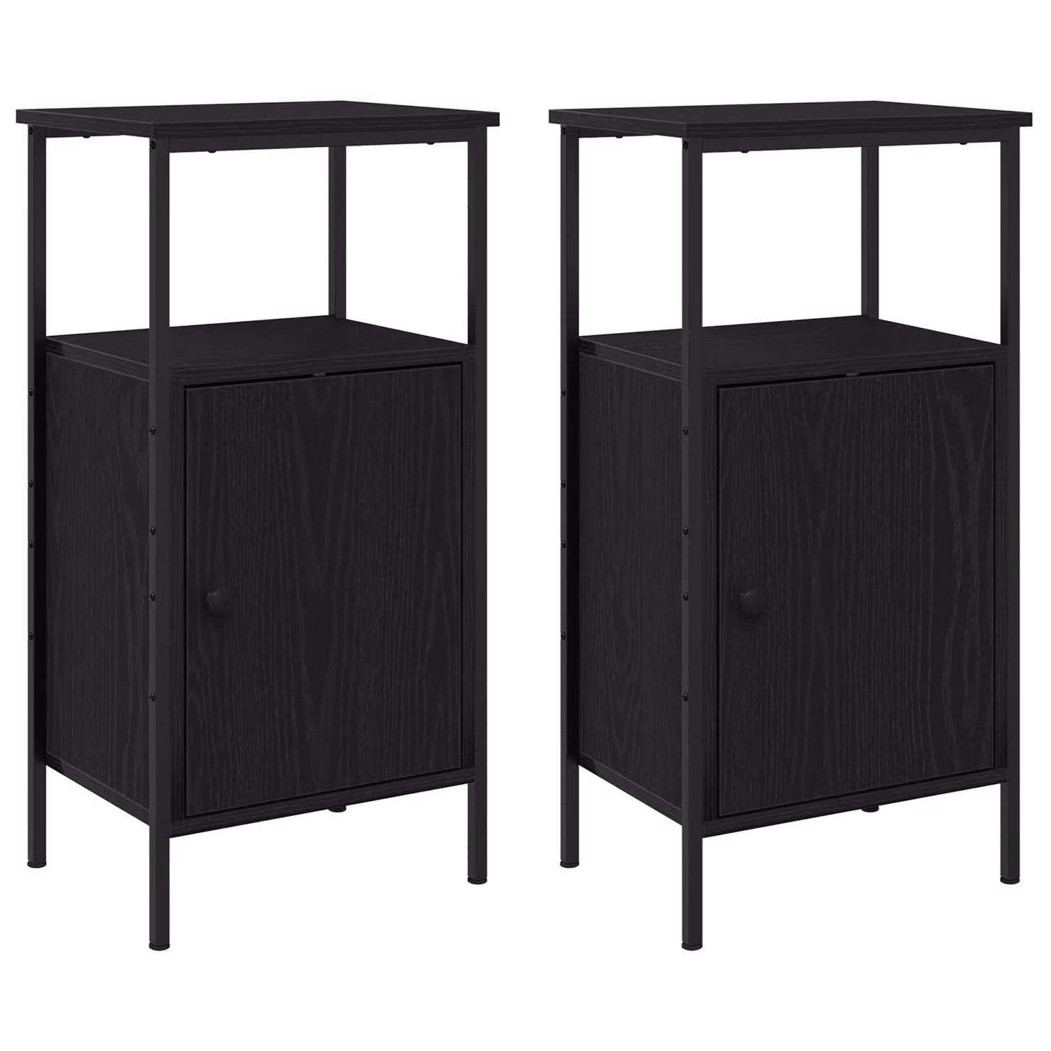 Berkfield Home Set of 2 Black Oak Bedside Cabinets, W/D/H: 41 x 31 x 80 cm – 4