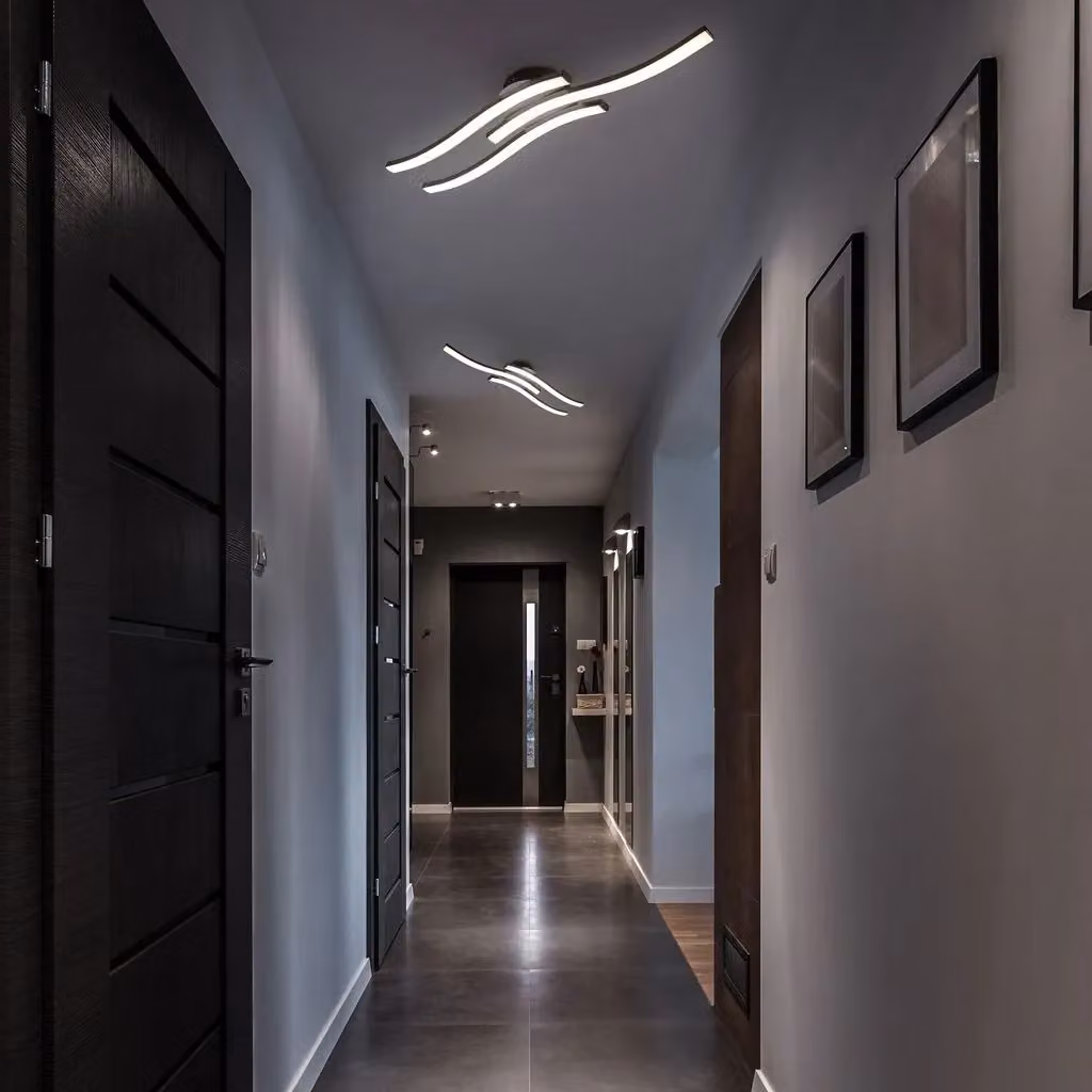 B.K.Licht Modern Black Arc LED Ceiling Light with Warm White Light – 5