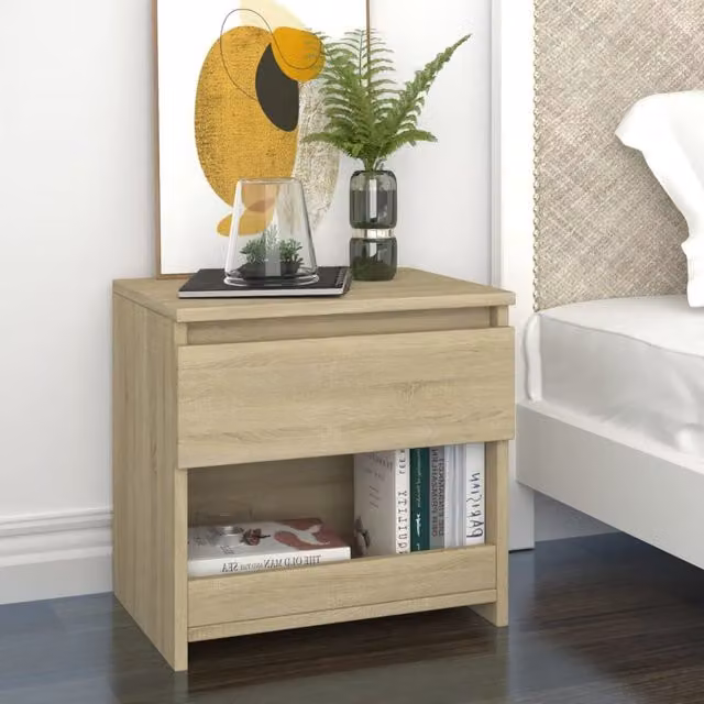Berkfield Home Set of 2 Sonoma Oak Bedside Cabinets in Brown, W/D/H: 40 x 30 x 39 cm