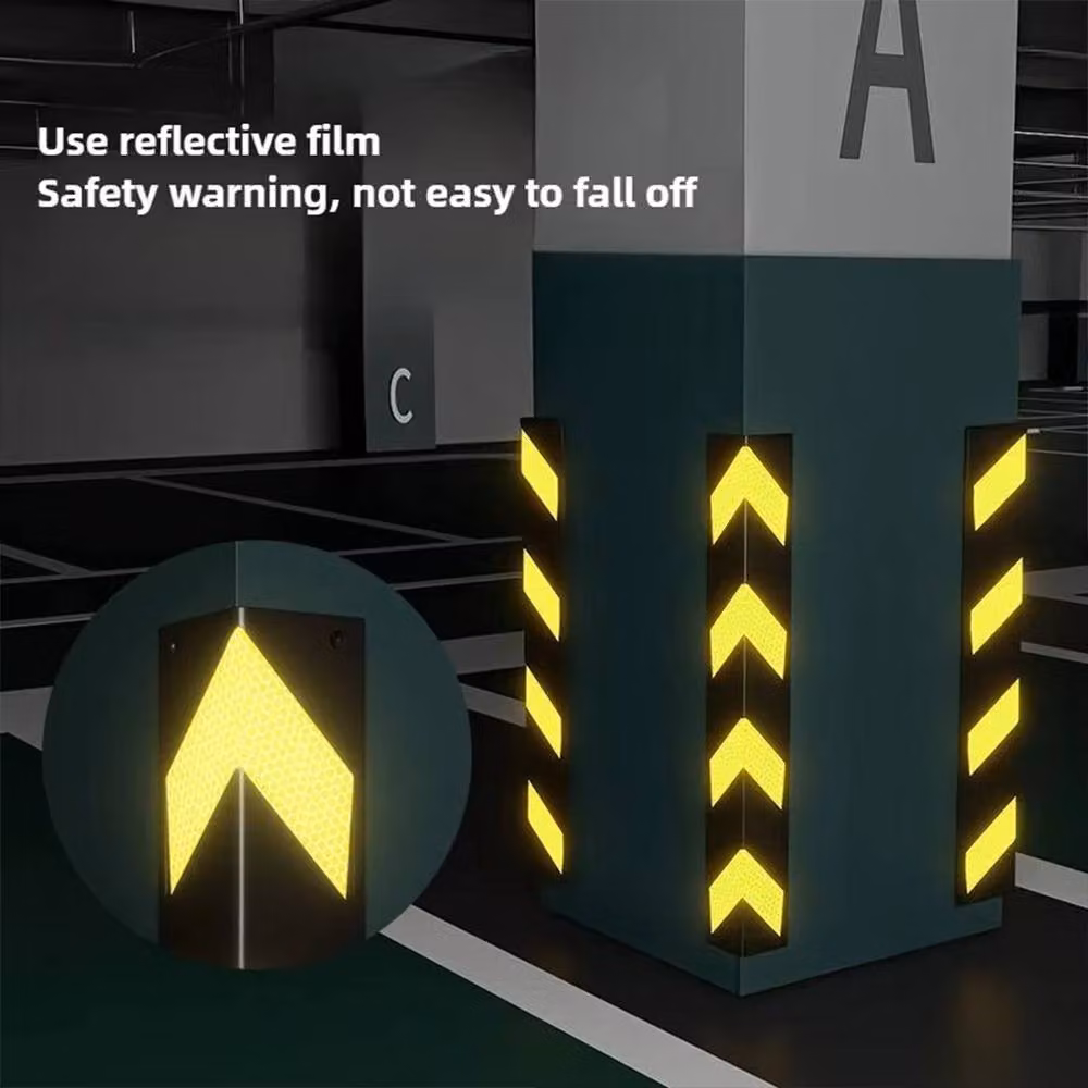 Ventryn 2-Piece Black Reflective Plastic Garage Wall Corner Edge Protective Strips – 4