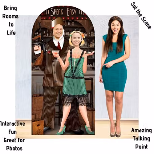 Star Cutouts Roaring Twentys Stand-in Cardboard Cutout, Brown and Multicolour, Height: 191 cm – 2