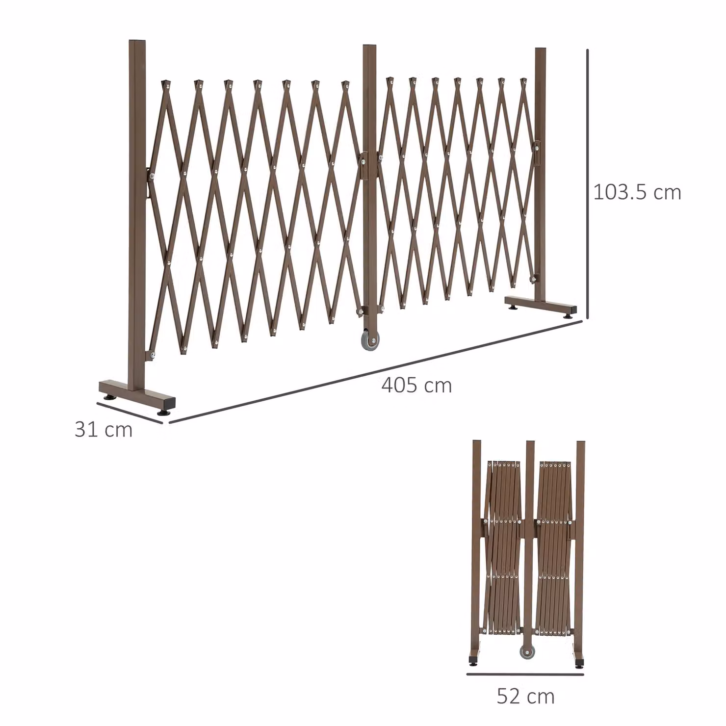 Outsunny Aluminium Alloy Foldable Garden Screen Panel, Dark Brown, W: 405 cm, H: 103.5 cm – 2