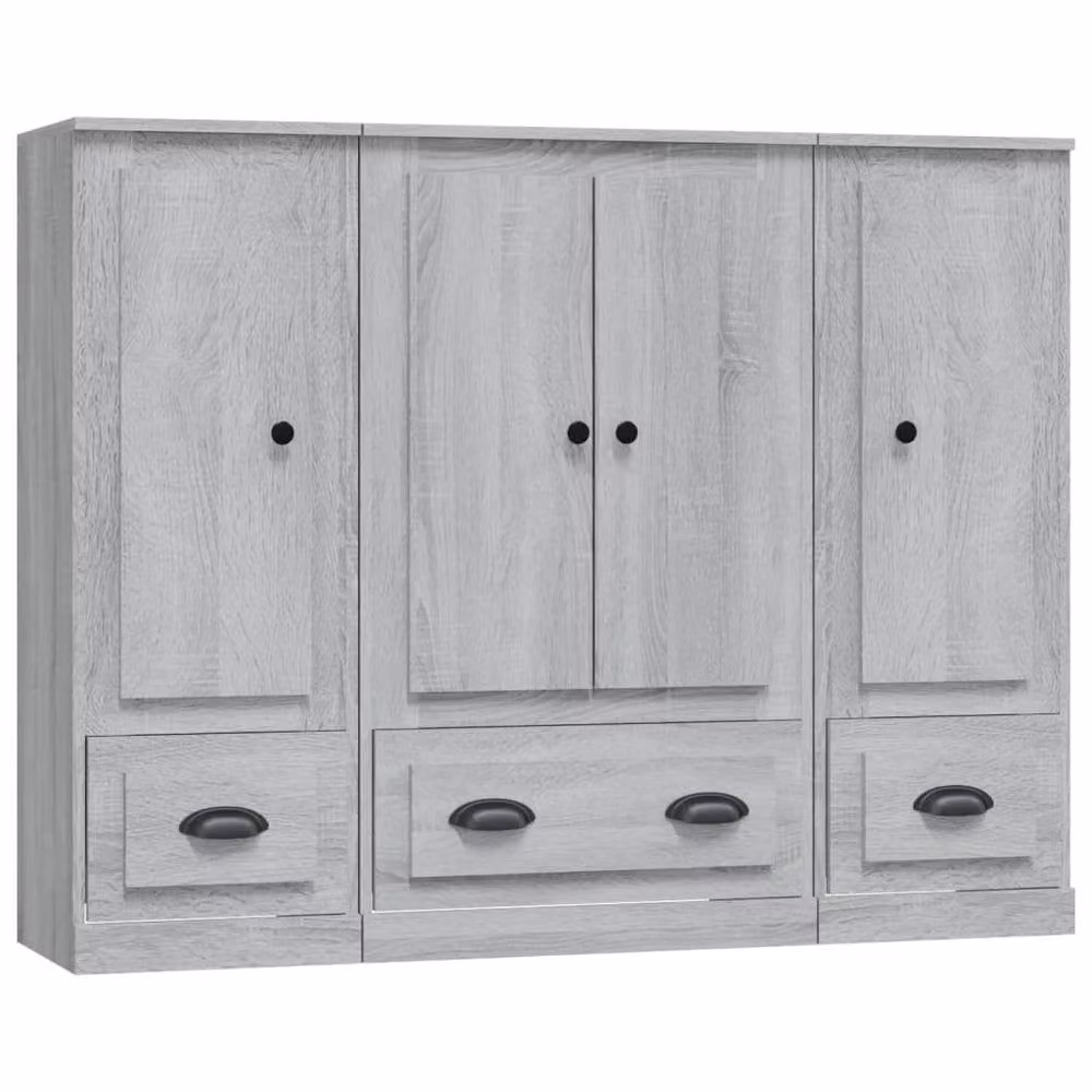Berkfield Home Set of 3 Grey Sonoma Modern Highboards in Engineered Wood W/D/H: 35.5 x 35.5 x 103.5 cm – 2