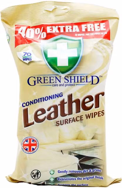 Greenshield Leather Wipes, 70 Count, White