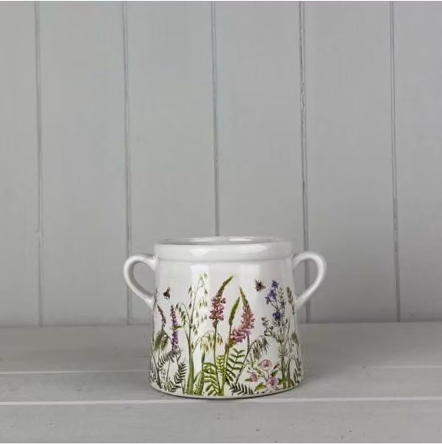 KDMD Rustic Meadow Design Pot in White, 10mm