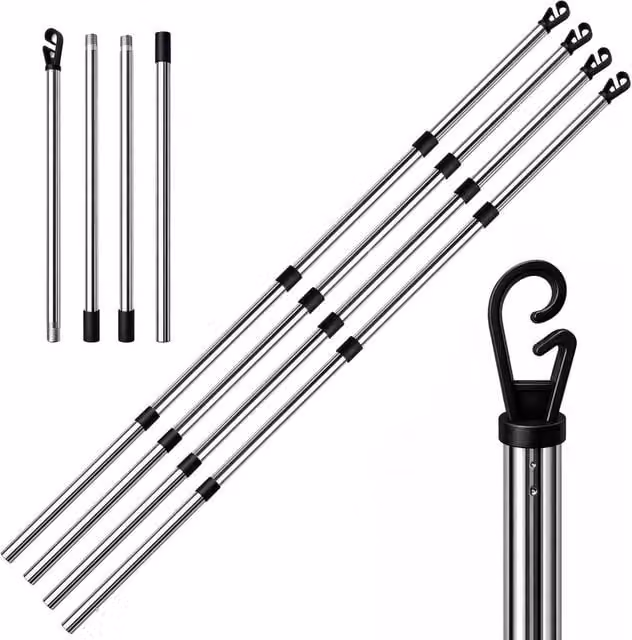FLAVORA 4 Pole Stainless Steel Laundry Washing Line Support in Silver