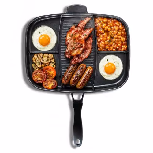 Menkind InGenious 5-in-1 Heavy-Duty Non-Stick Aluminium Lazy Man Frying Pan in Black – 5