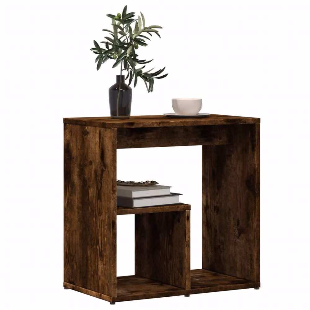 Berkfield Home Set of 2 Smoked Oak Side Tables in Brown, W/D/H: 50 x 30 x 50 cm – 4