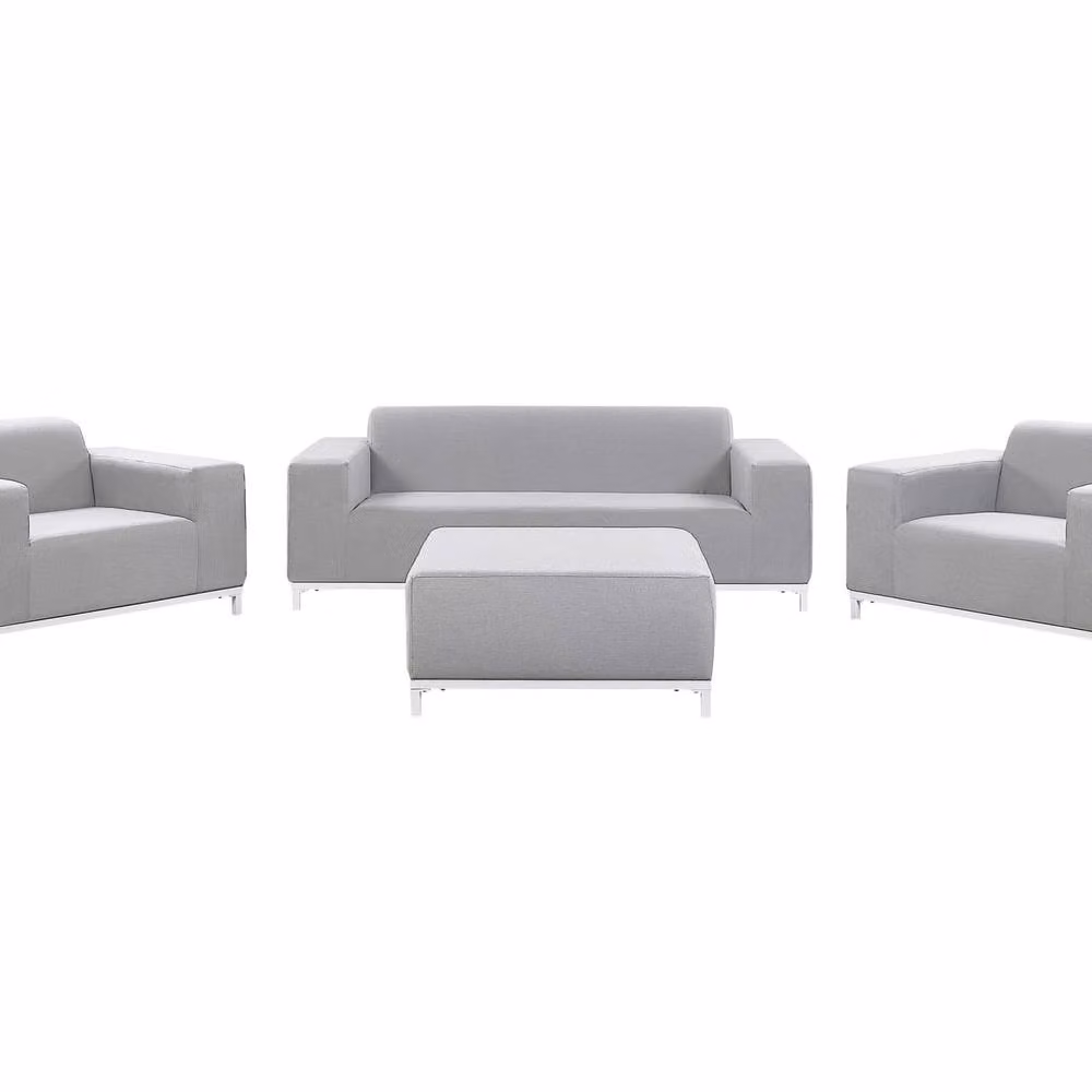 Wyld and Coco 5-Seater Outdoor Sofa Set with Grey Fabric Upholstery and Matching Ottoman – 2