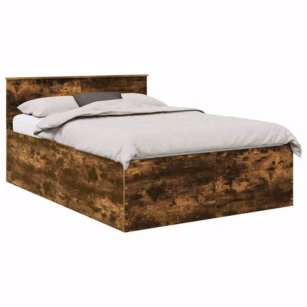 Berkfield Home Smoked Oak Bed Frame in Brown, Engineered Wood, 150 x 200 cm – 2