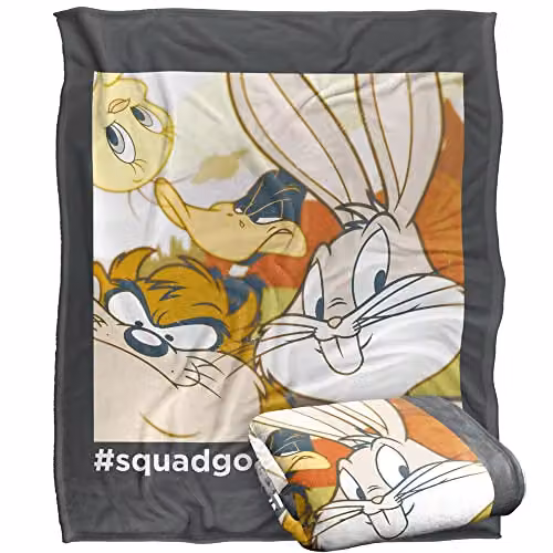 LOGOVISION Looney Tunes Fluffy Microfibre Fleece Throw Blanket, Multicolour and White, W/D/H: 152 x 127 x 1 cm