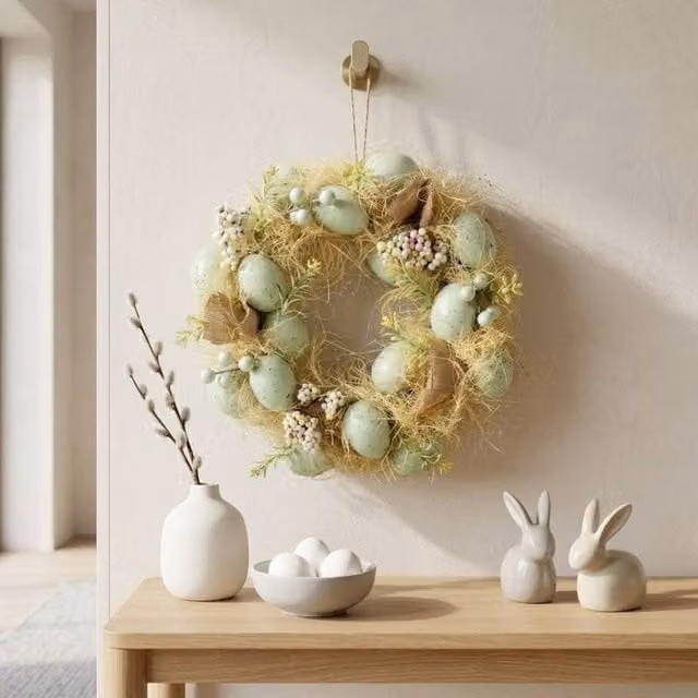 Garden Greatness Springtime Pastel Green Floral Easter Egg Wreath