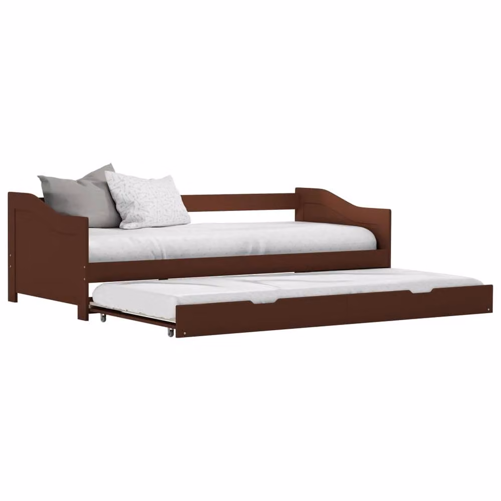 Berkfield Home Pull-out Sofa Bed Frame in Dark Brown Solid Pinewood, W/D/H: 90 x 200 cm – 2