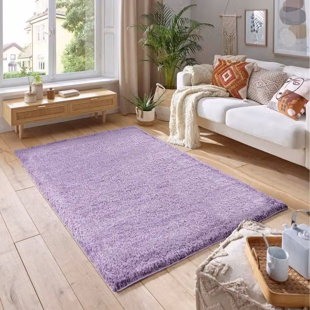 Smart Living Wholesale Ltd. Soft Fluffy Thick Pile Shaggy Area Rug in Purple, W: 290 cm