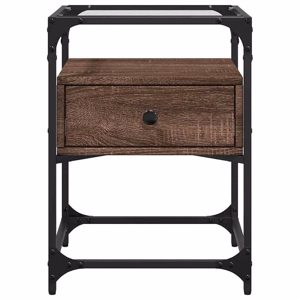 Berkfield Home Decorative Bedside Cabinet in Brown Oak, W/D/H: 40 x 40 x 55 cm – 4