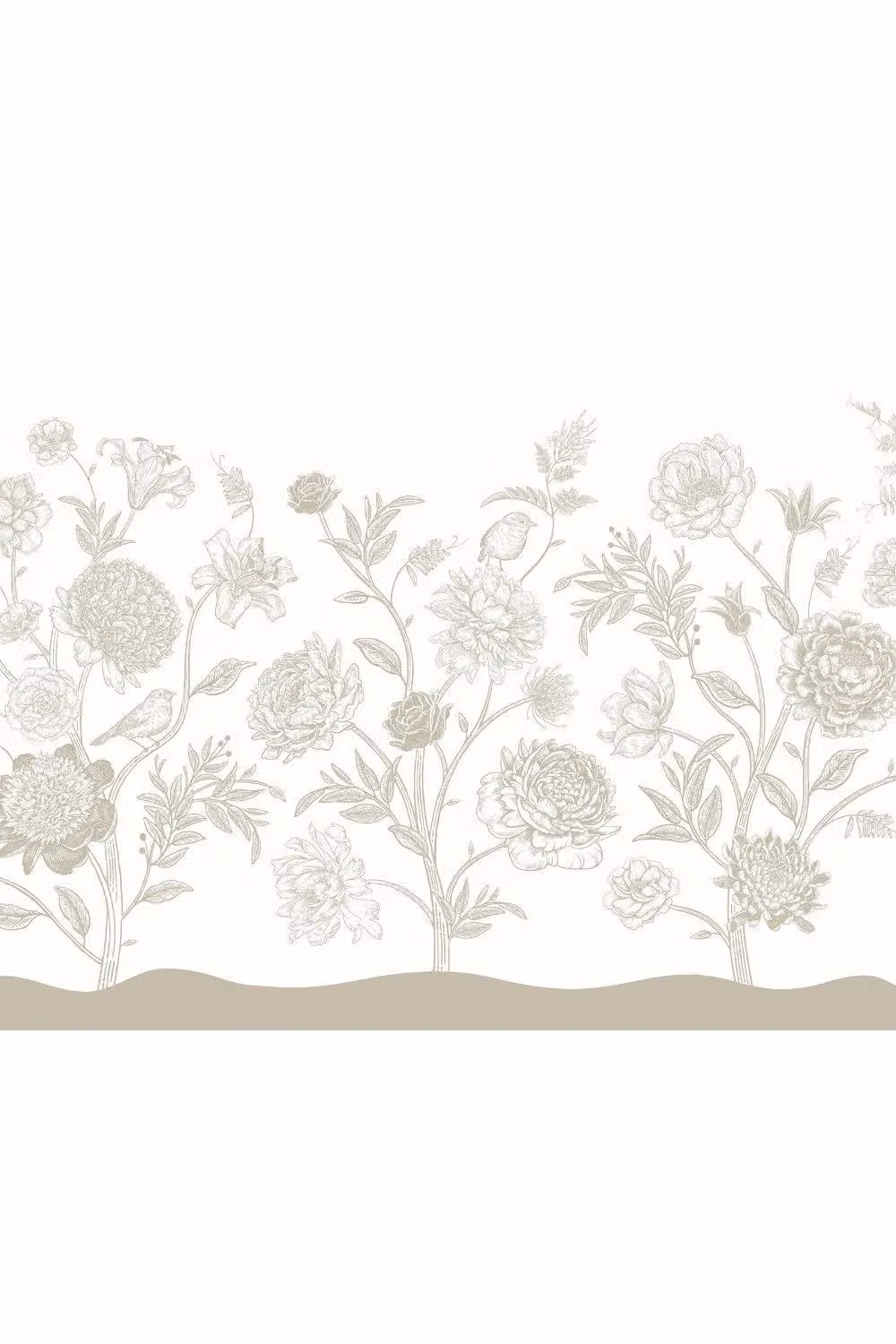 Origin Murals Jacobean Rose Trail Floral Wall Mural in Beige, W: 300 cm, H: 240 cm – 2