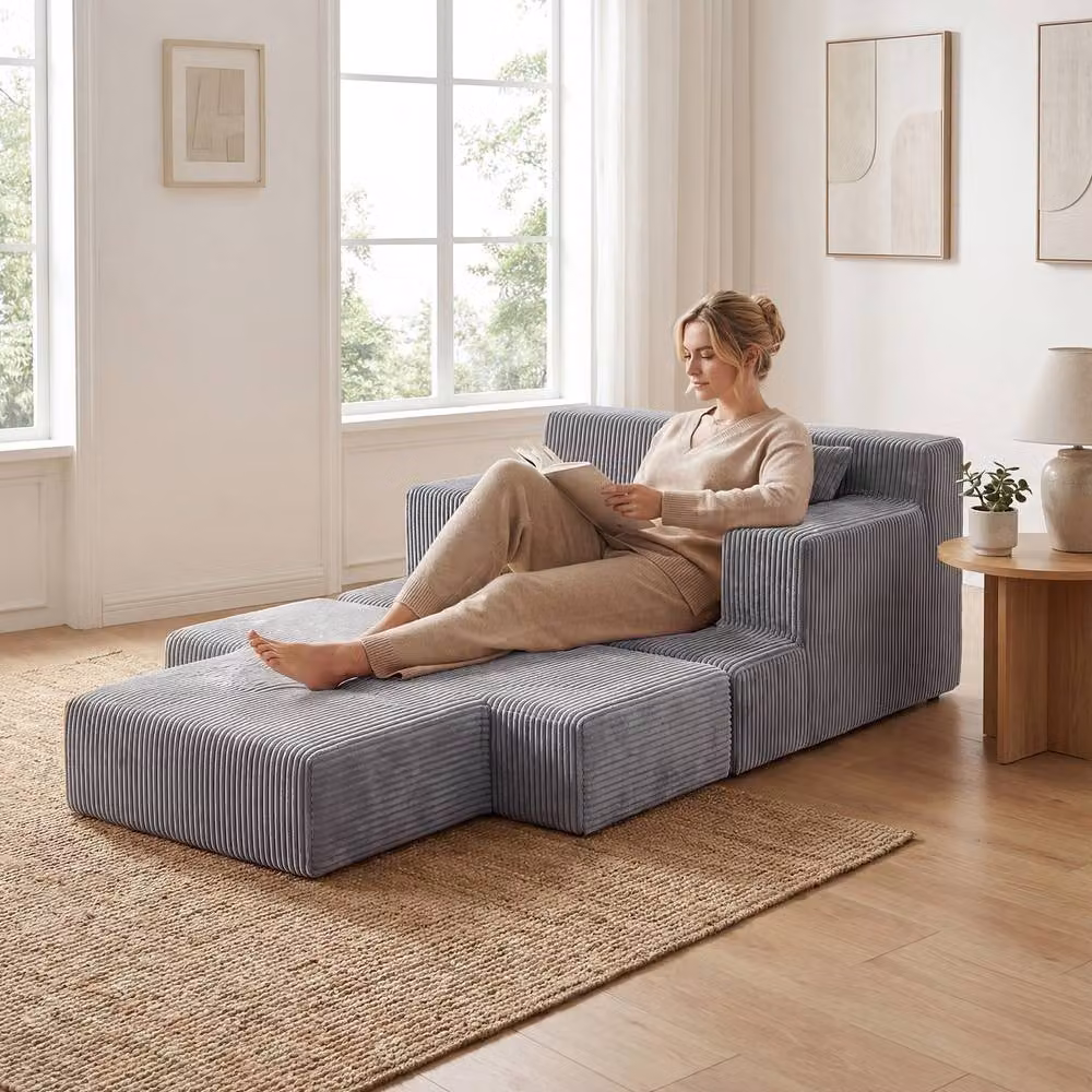 Costway Grey Folding Sofa Bed Convertible Sleeper Chair with Dual Pillows – 3