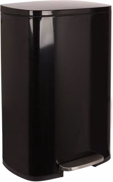 Harbour Housewares Square Stainless Steel Kitchen Pedal Bin with Soft Close and Removable Inner Bucket in Black