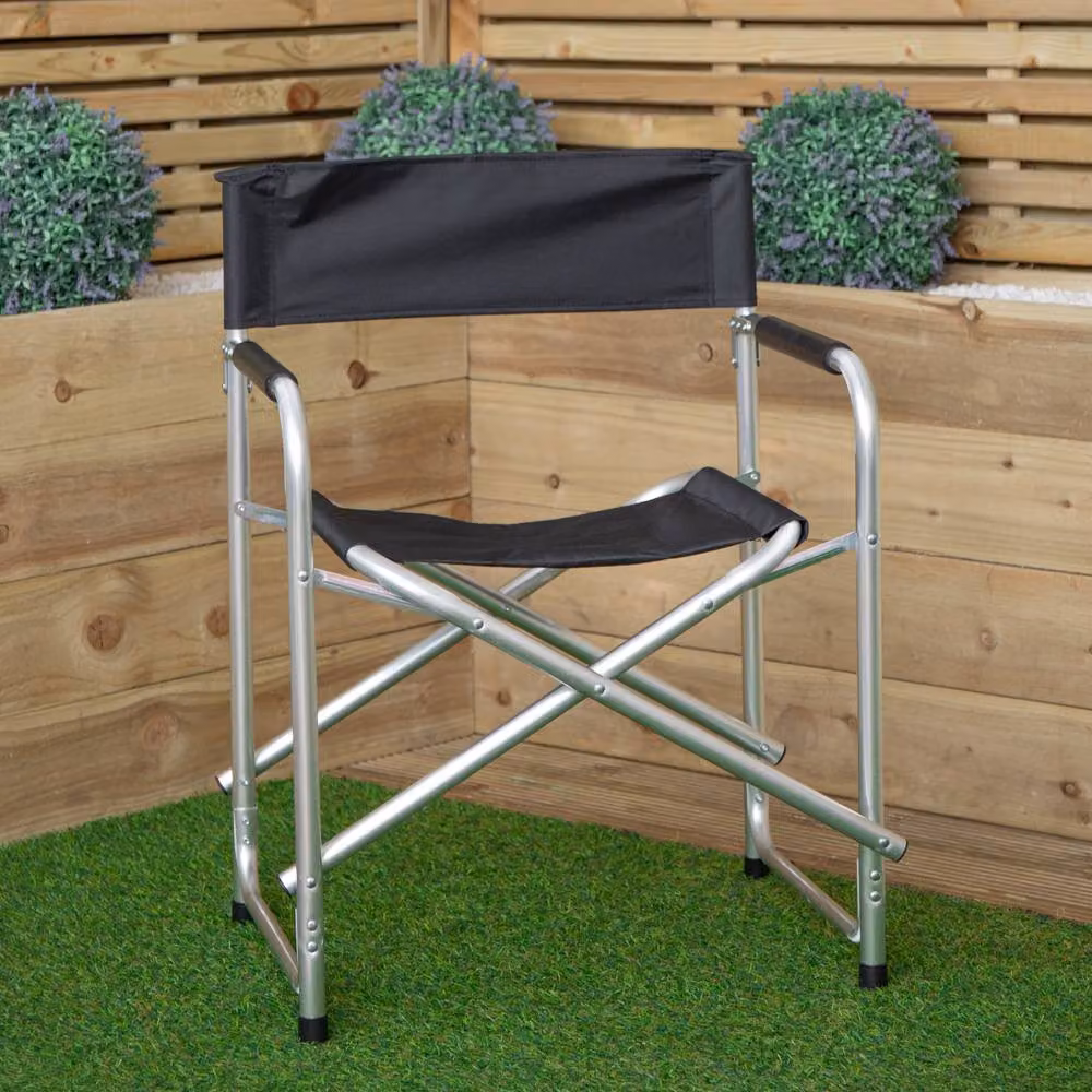 Samuel Alexander Black Outdoor Folding Garden Canvas Chair with Aluminium Frame – 2