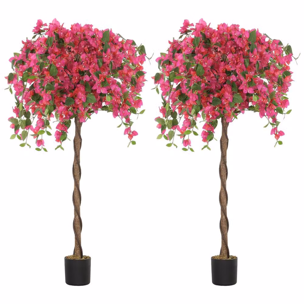 STILVORA Set of 2 Multicolour and Pink Artificial Potted Plants for Tabletop – 4