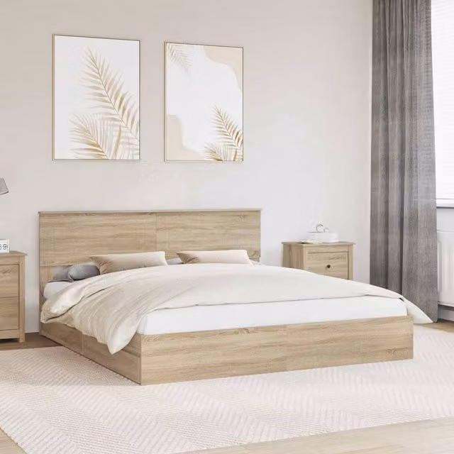 Berkfield Home Sonoma Oak Storage Bed with Drawers and USB Charging Port, Brown, W/D/H: 180 x 200 cm