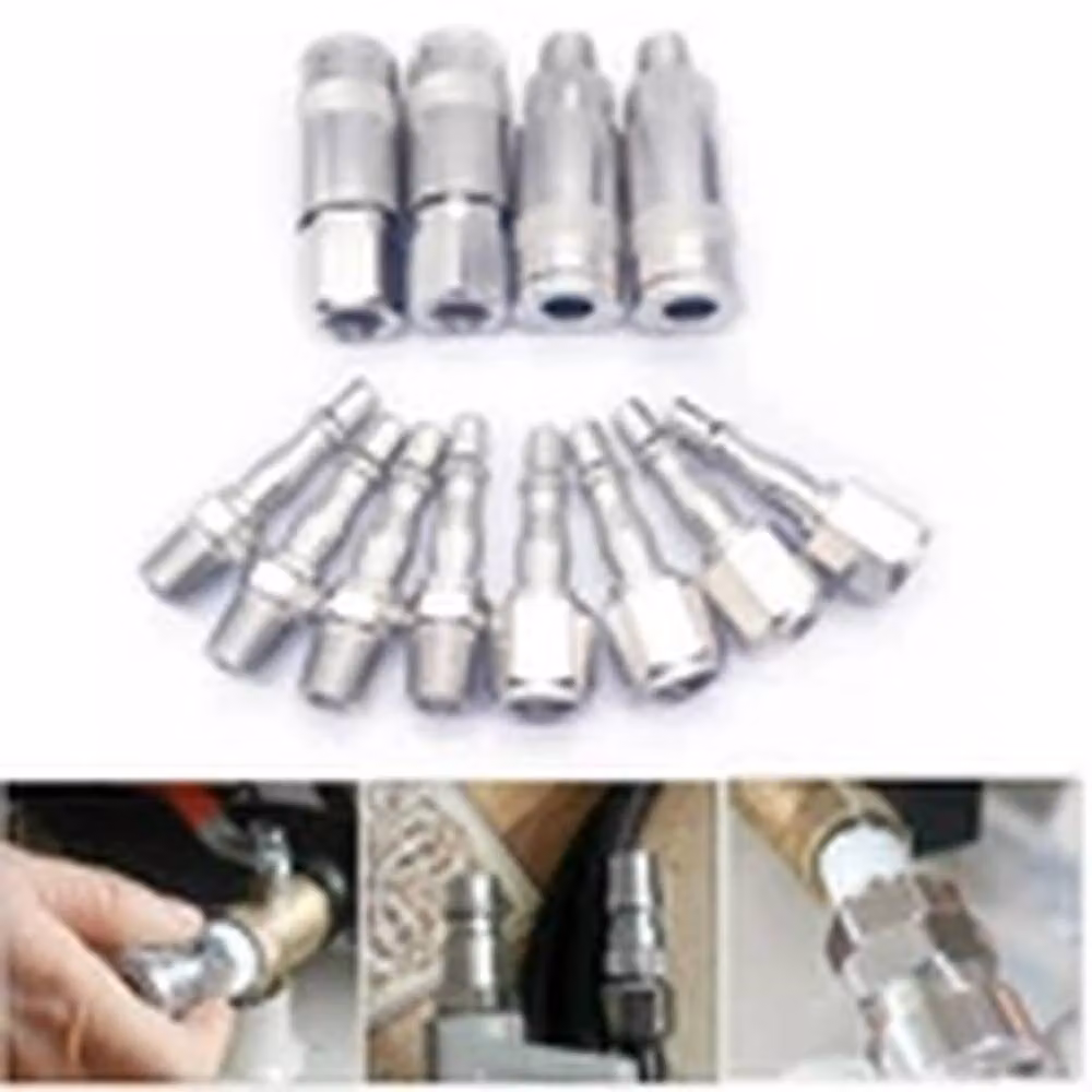 EONLION 12-Piece 1/4 Inch Euro Air Hose Quick Release Connectors in Silver – 2