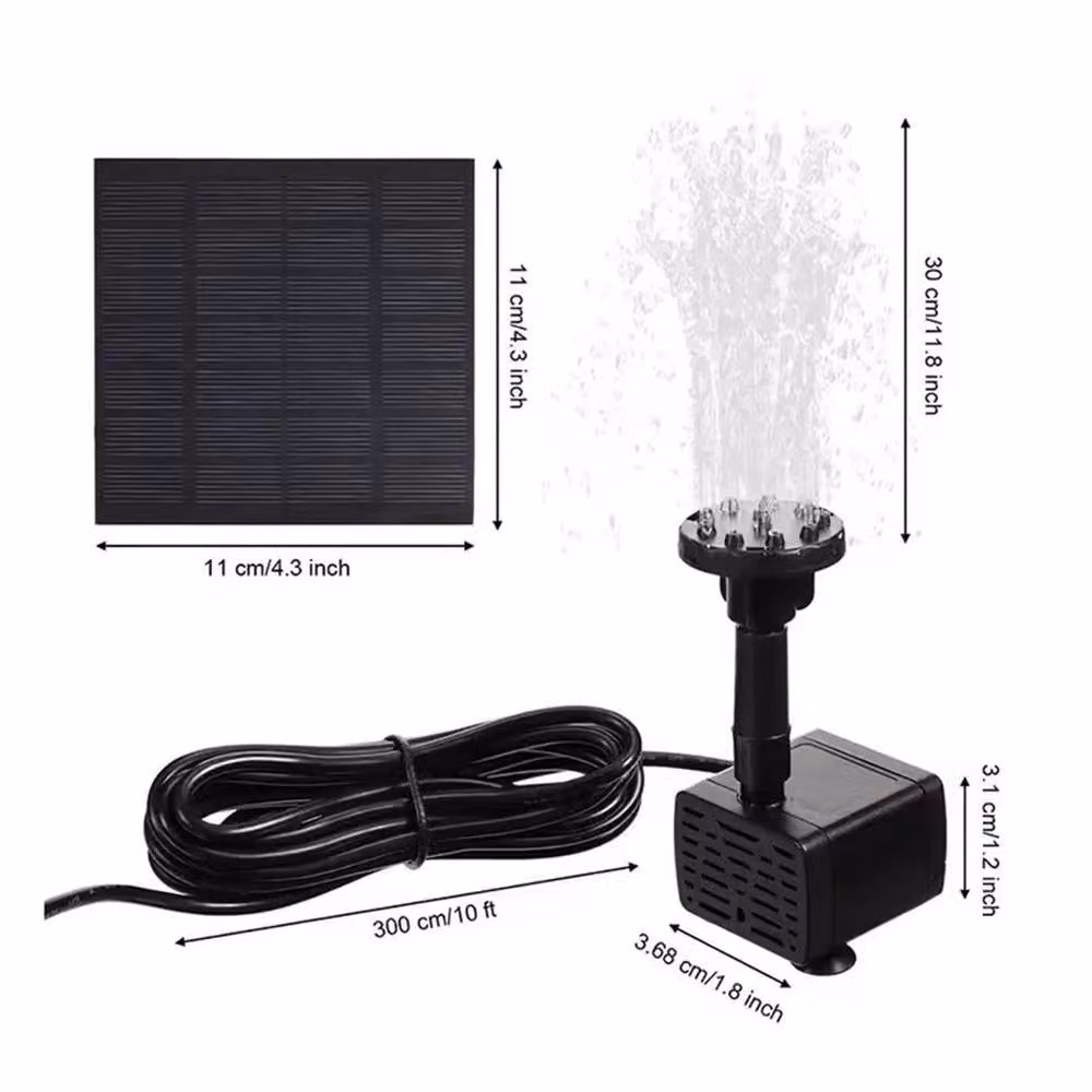 FLAVORA Solar Water Fountain Pump Kit in Black with 220 L/H Flow Rate and 1000L Capacity – 2