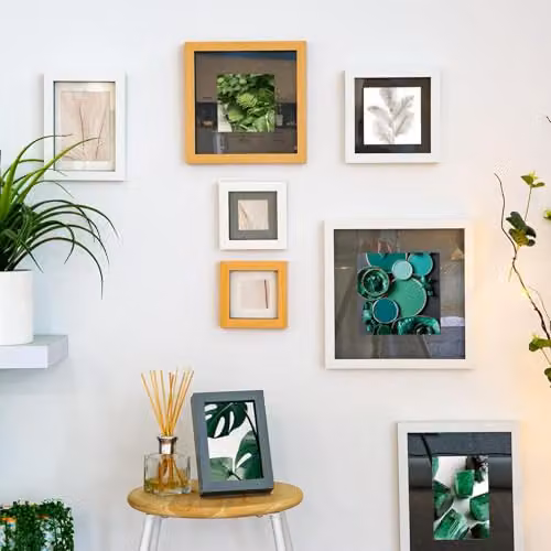 Nicola Spring Pack of 5 White Rectangular 3D Box Photo Frames with Black 4 x 6 inch Mounts – 2