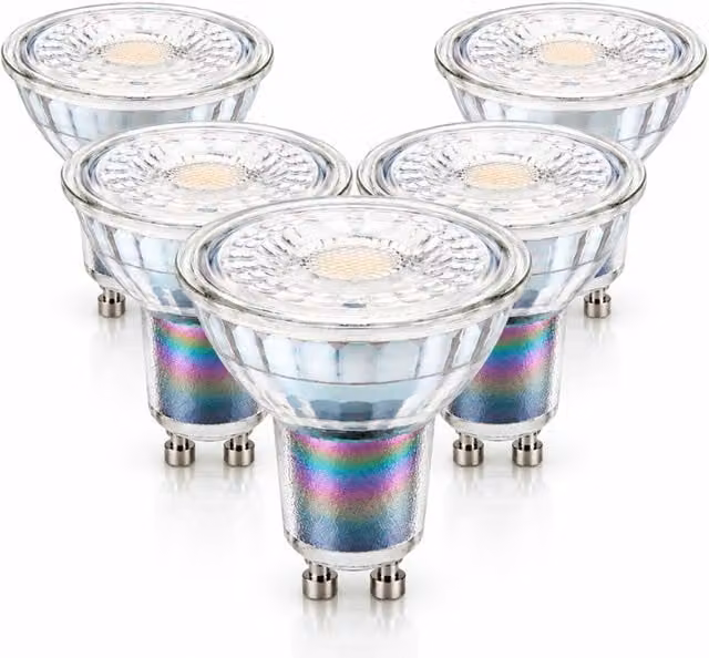 BELL Lighting GU10 Premium LED Glass Spotlights, Cool White, Pack of 5 – 1