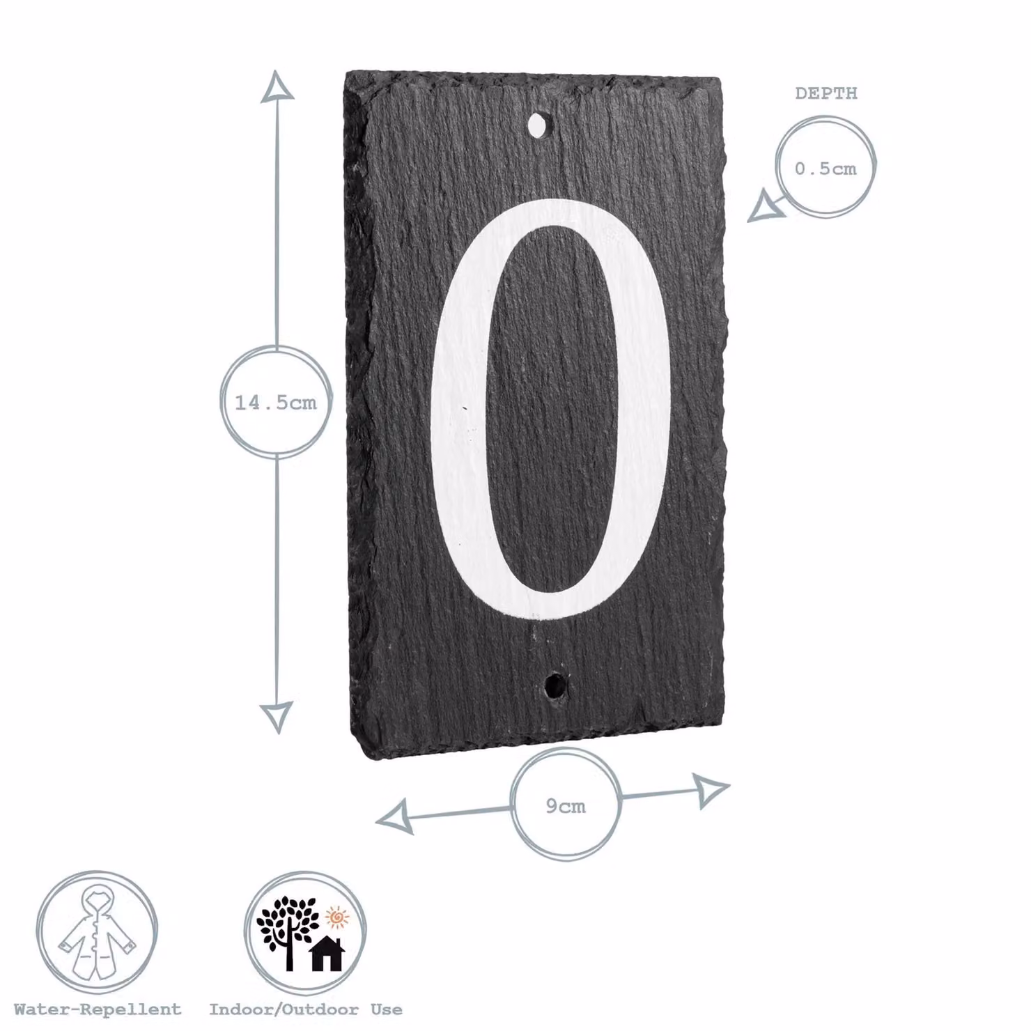 Nicola Spring Number 7 Slate House Sign in Grey and White, W: 9 cm, H: 14.5 cm – 2