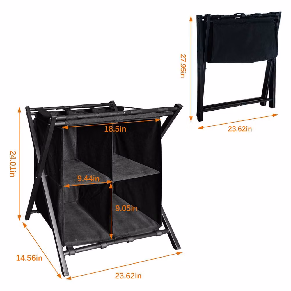 Huhote 2-Tier Metal Luggage Rack with Storage Shelf in Black – 6