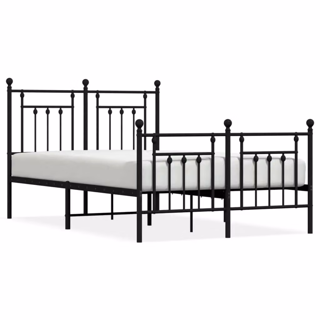 Berkfield Home Metal Bed Frame with Headboard and Footboard, Black, W: 135 cm, L: 190 cm – 2