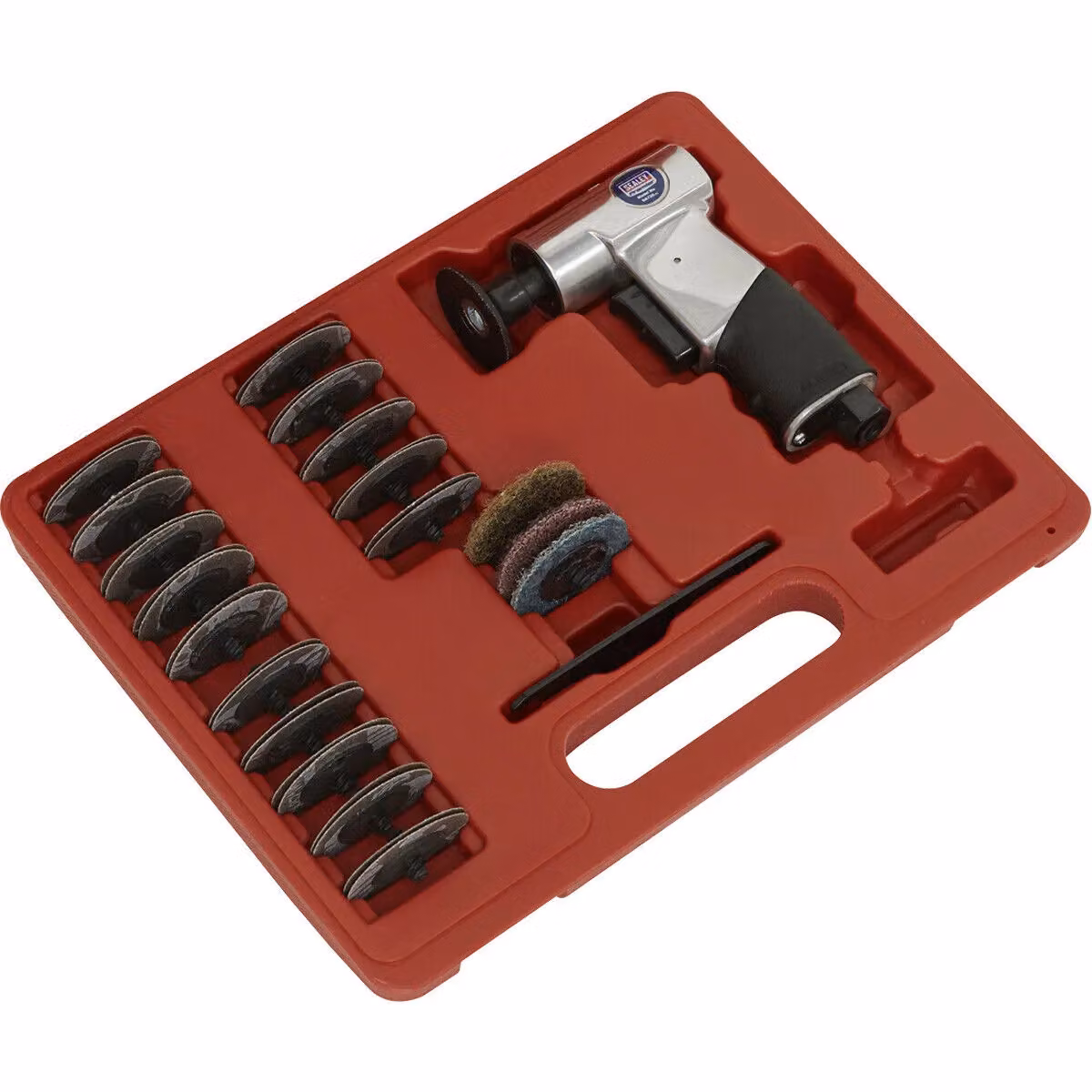 Loops Pneumatic Air Mini Sander and 35 Discs Kit, 50mm, Multicolour – 3