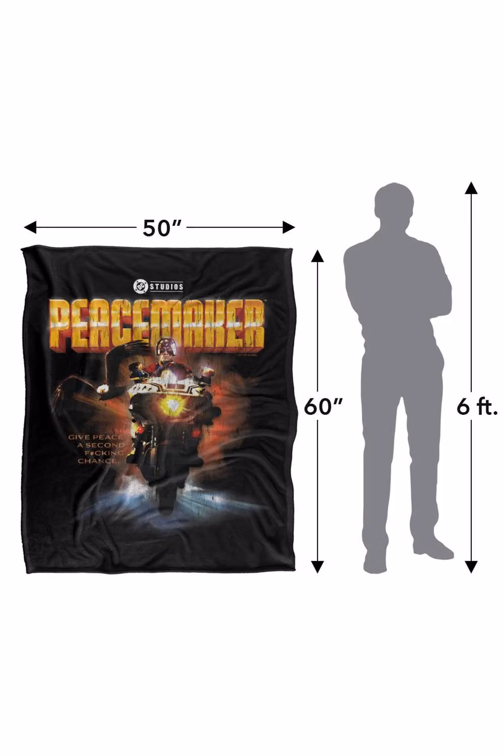 Warner Bros. Peacemaker Season Two Motorcycle Super Soft Polyester Throw Blanket, Extra Large, Multicolour – 3