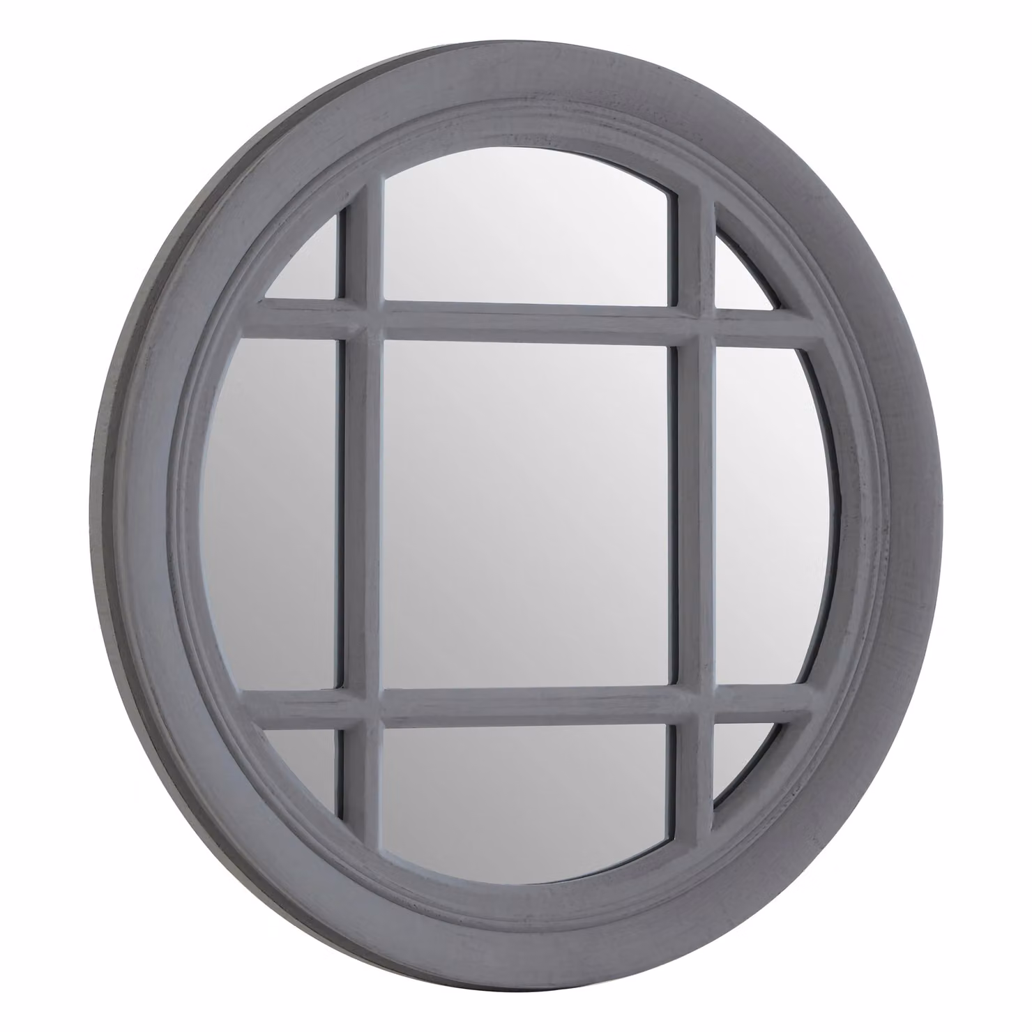 Orsina Hawthorne Round Grey Wood Wall Mirror – 2