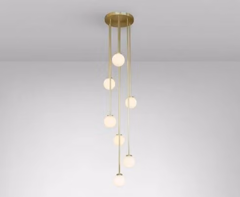 CTO Lighting Mezzo Cluster Round 7 Pendant Light in White and Gold/Brass