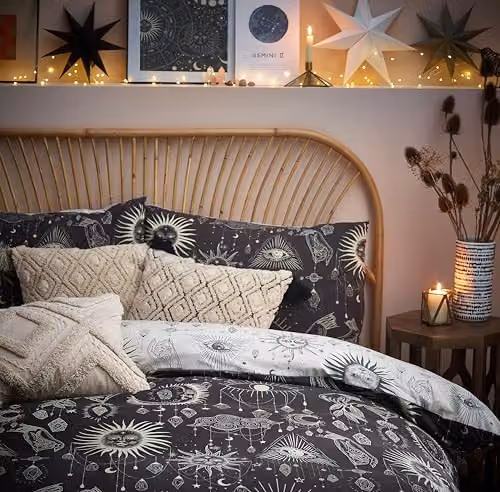 Riva Home Constellation Reversible Polycotton Duvet Cover and Pillowcase Set with Stars, Multicolour, W: 180 cm, L: 200 cm – 2