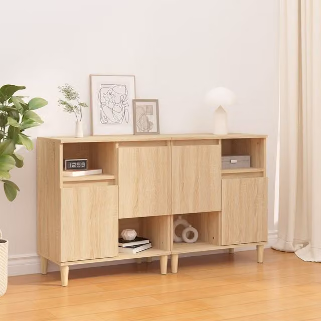 Berkfield Home Set of 2 Sonoma Oak Sideboards in Brown, W/D/H: 60 x 35 x 70 cm – 1