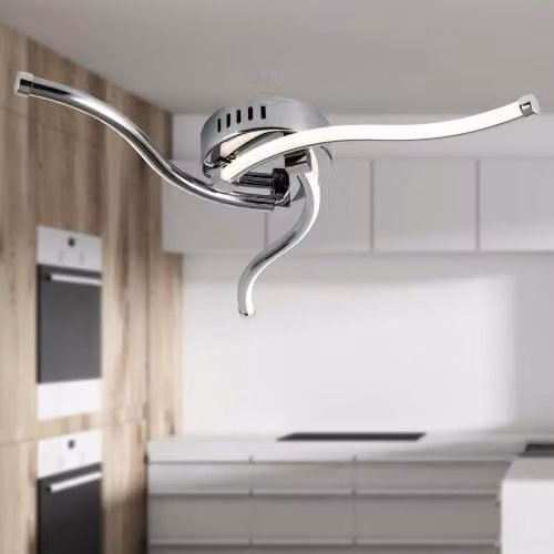 First Choice Lighting Ara Set of 2 Chrome LED Flush Ceiling Lights in Silver – 3
