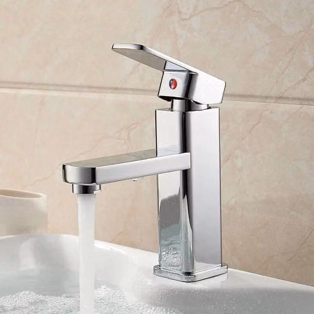 PAWNORA Silver Chrome Two-Handle Stainless Steel Bathroom Basin Mixer Tap
