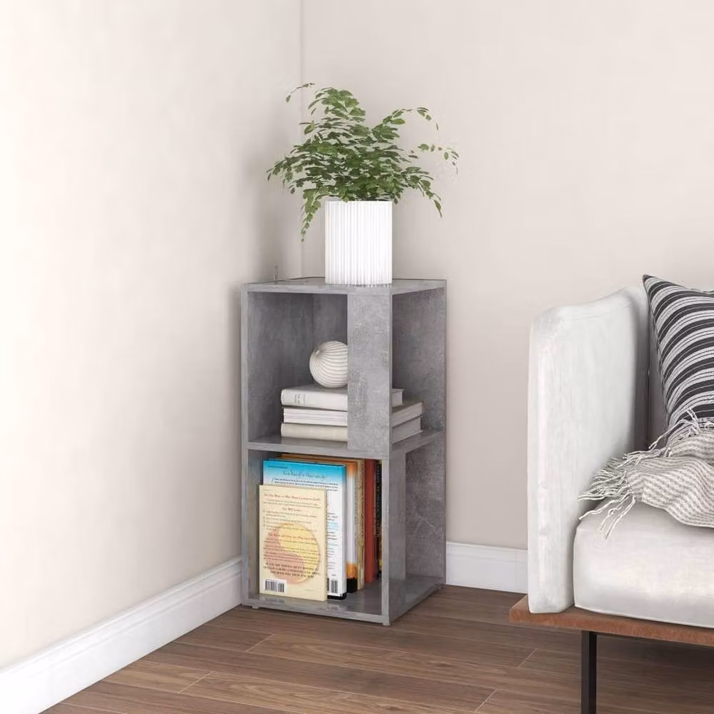 Berkfield Home Corner Cabinet in Concrete Grey, W/D/H: 33 x 33 x 67 cm – 2